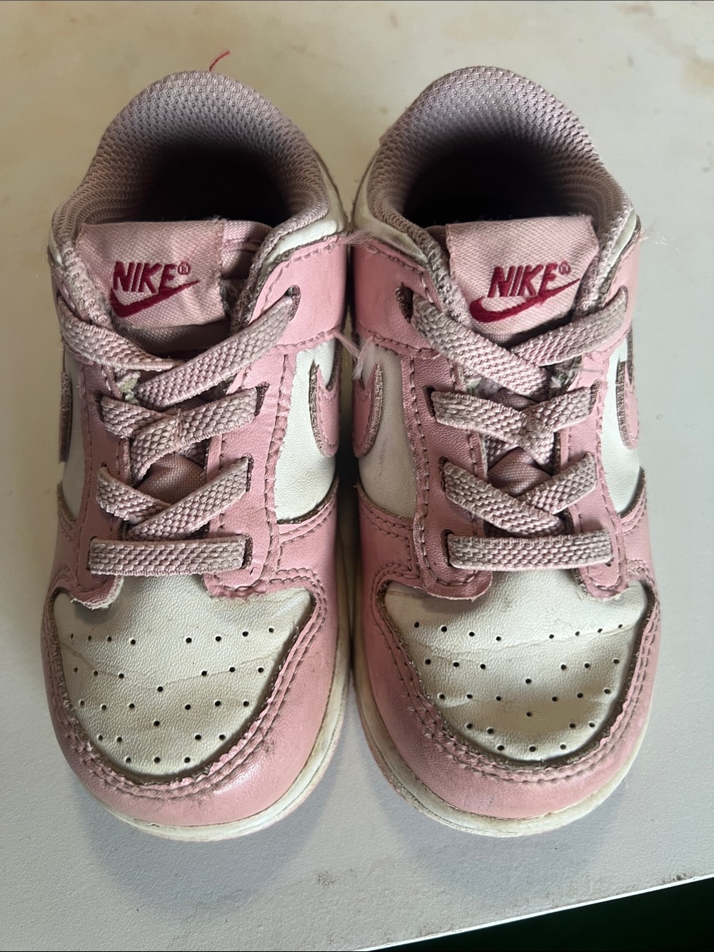 Nike Dunk Low Pink White Toddler Girls Sneakers Size 8C Lace Up Shoes